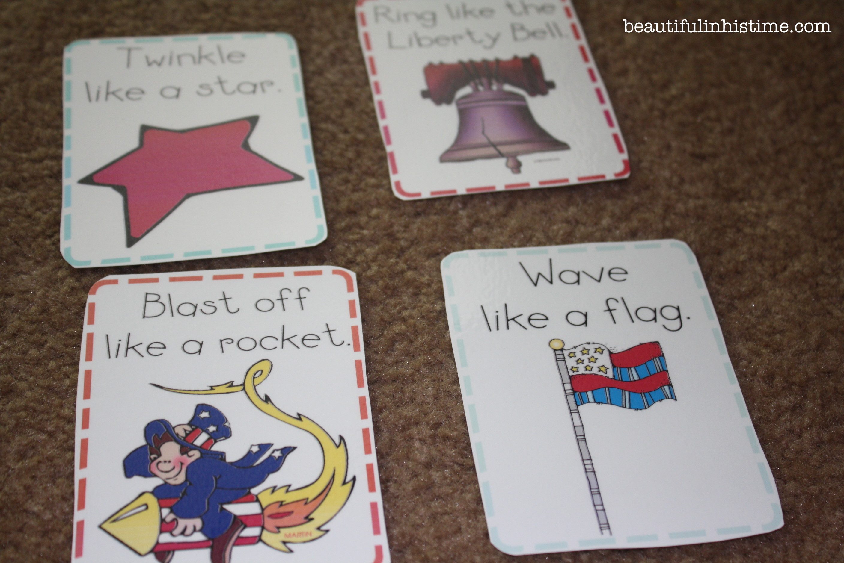action flashcards #patriotic #preschool #homeschool #4thofJuly #independence