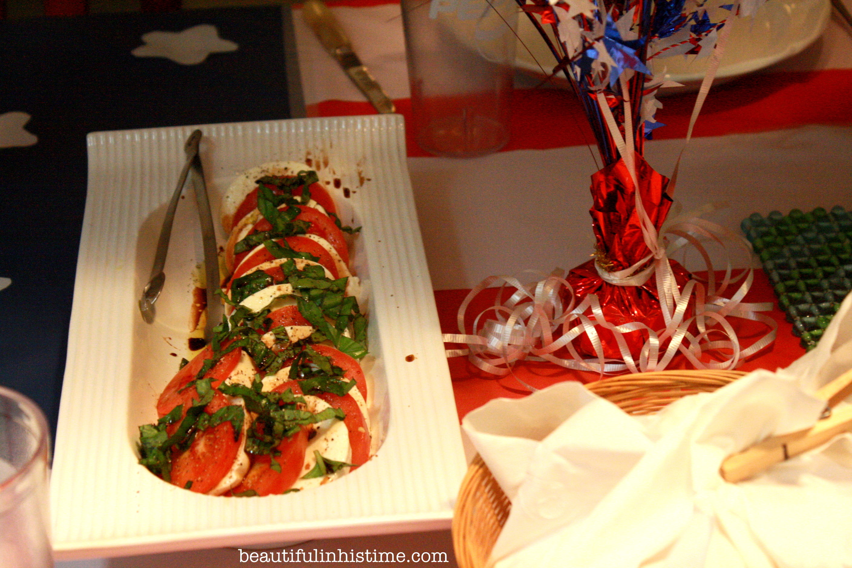 Tomatoes, Mozarella, and Basil A Birthday Party for America! #birthday #america #4thofjuly #independenceday #party #birthdayparty